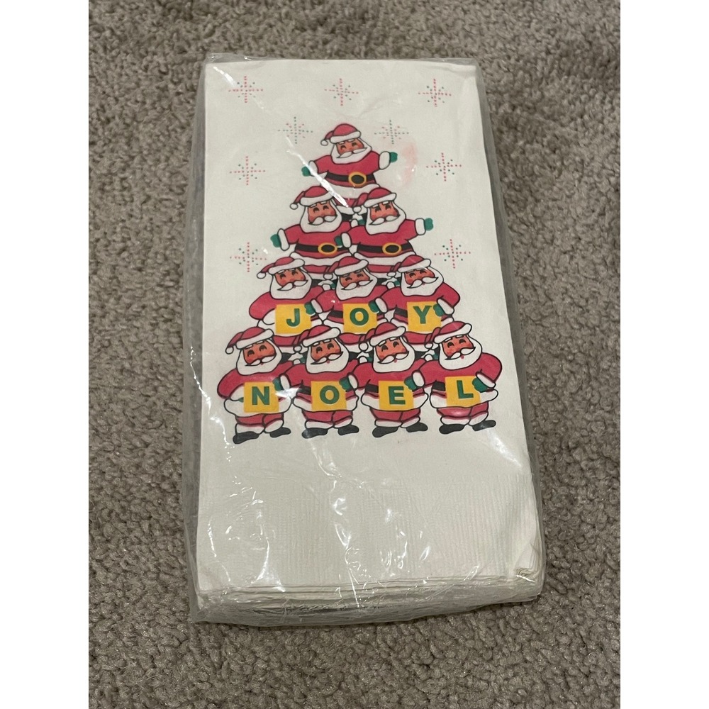 Vintage Paperworks Christmas Guest Towels 12 Count Santa Tree Holiday Decor